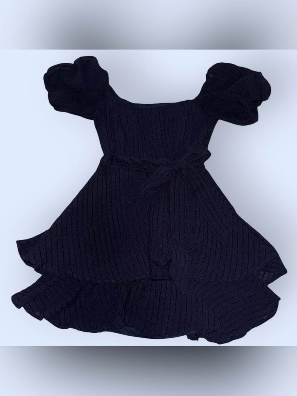 B. Darlin Navy Blue Dress with Puff Sleeves
